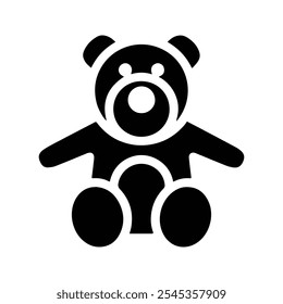 Cute Teddy Bear Icon. Symbol Element of children's toy. Customizable thin line illustration. Editable stroke.