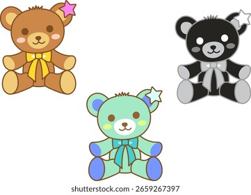 Conjunto de ilustración de oso de peluche lindo 2