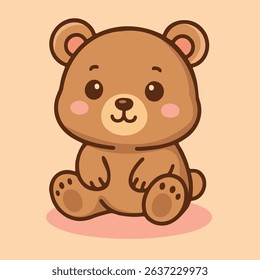Cute teddy bear kawaii cartoon hand drawing.Vector illustration 