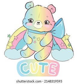 Cute Teddy Bear Kids imprimir ilustración vectorial 