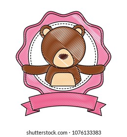 cute teddy bear with lace isolated icon