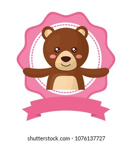 cute teddy bear with lace isolated icon