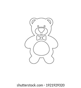 Cute Teddy Bear Line Icon. Vector Illustration