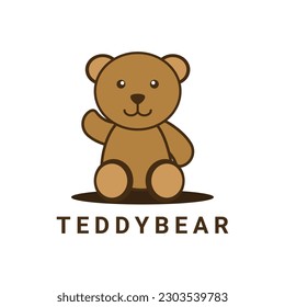 Cute teddy bear logo design flat style