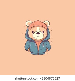 cute teddy bear logo mascot for kids clothes shop