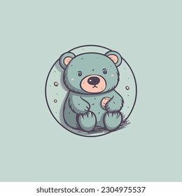 cute teddy bear logo mascot for kids clothes shop