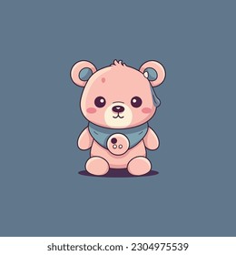 cute teddy bear logo mascot for kids clothes shop