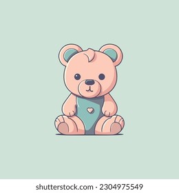 cute teddy bear logo mascot for kids clothes shop