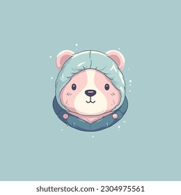cute teddy bear logo mascot for kids clothes shop