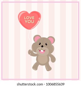 Cute Teddy Bear with Love Balloon
