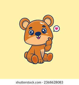 Cute teddy bear with love sign hand cartoon vector icon illustration .animal nature concept isolated