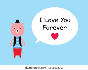cute teddy bear i love you valentine card