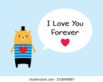 cute teddy bear i love you valentine card