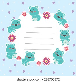 cute teddy bear memo layout design