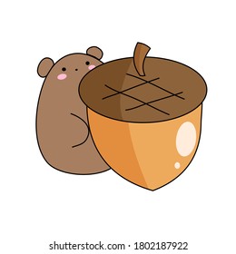 Cute teddy bear with oak