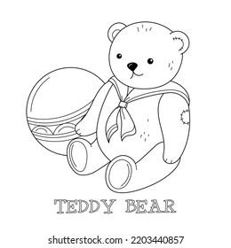 Oso de peluche, un juguete viejo. Una imagen para colorear a los niños.