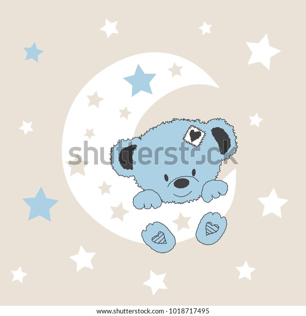 Cute Teddy Bear On Moon Baby Stock Vector Royalty Free 1018717495