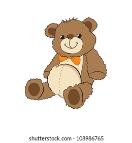 Cute teddy bear on white background