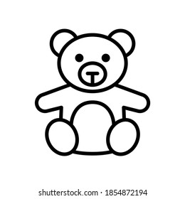 Cute teddy bear  . Outline simple vector icon. Icon, symbol, geometric, doodle. 