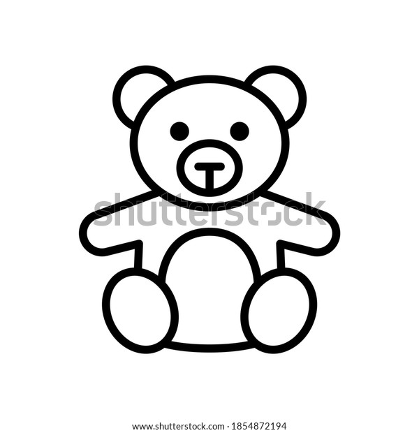 Cute Teddy Bear Outline Simple Vector Stock Vector (Royalty Free ...