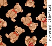 Cute Teddy Bear pattern seamless, vector illustration Hand Drawn Cute print design