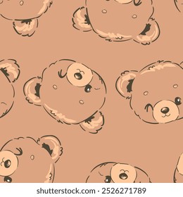 Cute Teddy Bear pattern seamless, vector illustration Hand Drawn Cute print design