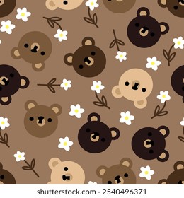Cute Teddy Bear pattern seamless, vector illustration Hand Drawn Cute print design
