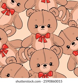 Cute Teddy Bear pattern seamless, vector illustration Hand Drawn Cute print design for kids, newborn, nursery