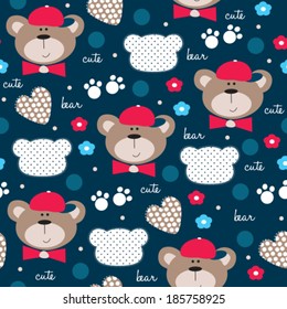 cute teddy bear pattern vector illustration