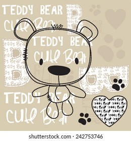 cute teddy bear with paw vector illustration