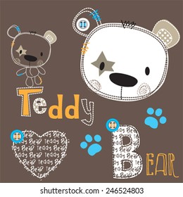 cute teddy bear with paw vector illustration