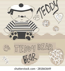 cute teddy bear with paw vector coffee color