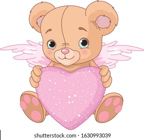 Cute Teddy Bear with pink love heart