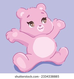Cute teddy bear  pink soft toy  vector illustration