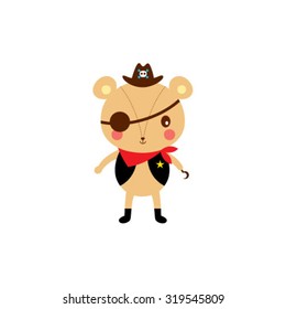 cute teddy bear pirate vector