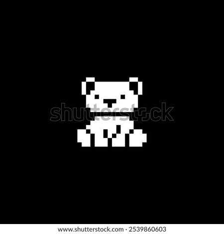 Cute Teddy Bear in pixel art - Cute kawaii style pixel animal in retro 1-bit game style - used for presentations, logo, stickers, icons, and can be applied to t-shirt screen printing