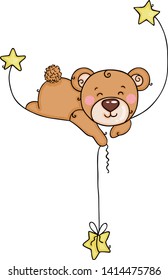 Cute teddy bear playing on stars