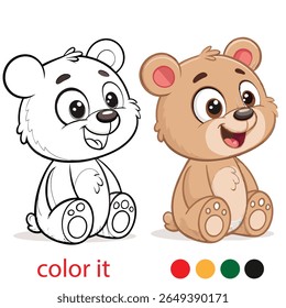 Cute Teddy Bear Plush Toy Coloring Page – Whimsical Cartoon Bear Character in Bold Line Art for Kids Activity Book and Printable Pages