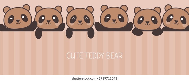 Cartel lindo del oso de peluche, tarjetas, ilustración de Anuncio con el estilo del dibujo a mano de la historieta del Vector del oso de peluche