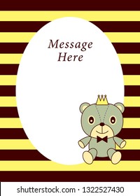 cute teddy bear prince message card