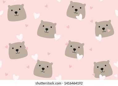 Cute teddy bear print seamless texture for kids vector graphic