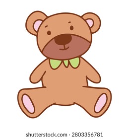 Cute Teddy Bear, rabbit Waving Hello. Baby born accesories doodles. vector illustration