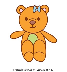 Cute Teddy Bear, rabbit Waving Hello. Baby born accesories doodles. vector illustration