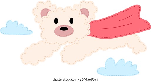 Cute teddy bear with red cape. Trendy urban style, vector illustration.