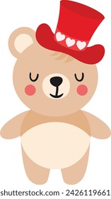 Cute teddy bear with red hat

