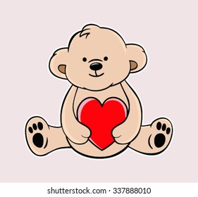 Cute teddy bear with red heart