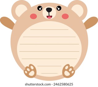 Cute teddy bear round sticker notebook and school label