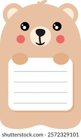 Cute teddy bear school note label for kids
