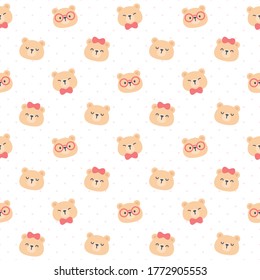 Cute teddy bear seamless background repeating pattern, wallpaper background, cute seamless pattern background