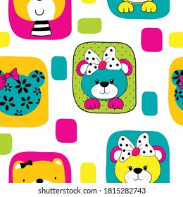 cute teddy bear seamless pattern, can be used for textile,  background, book cover, packaging